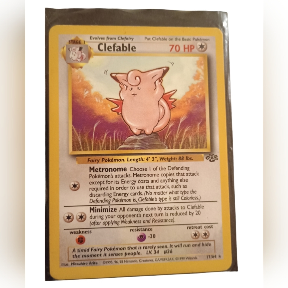 Clefable Pokémon Card - shadowless and unlimited